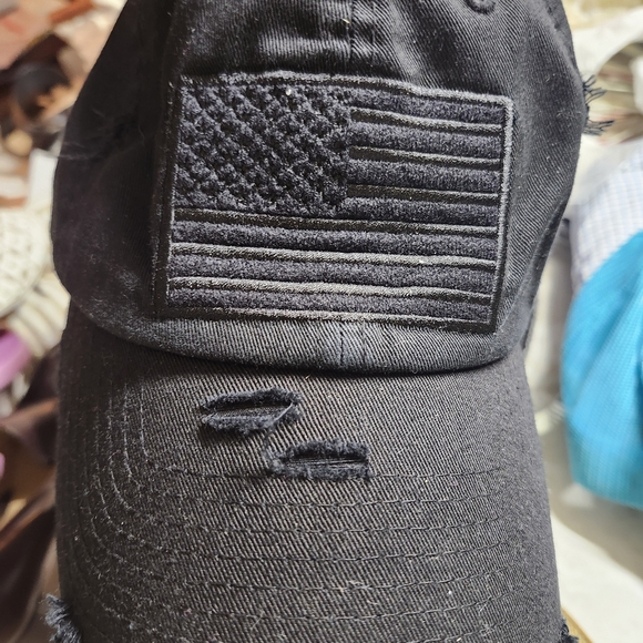 KBETHOS Black Distressed Hat with Flag Patch - Picture 4 of 6